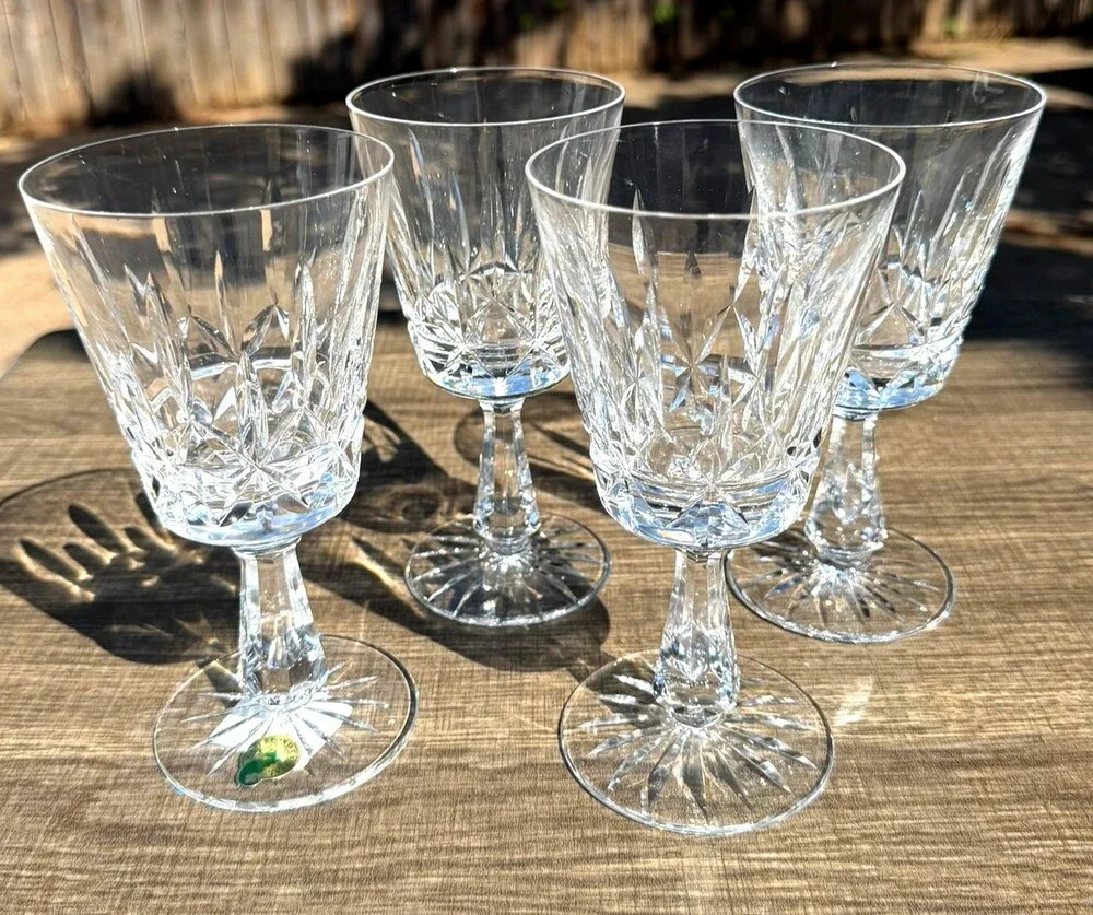 Waterford Rosslare Crystal Water Goblets Set of 4 Signed Ireland-1 Original Tag